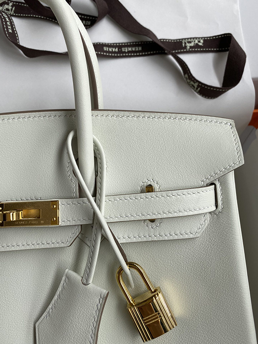 エルメス バーキン  25 コピー レアエルメスBirkin 25 cm手作りスイフトレザー氷河プラチナバックル手縫い高級ハンドバッグ