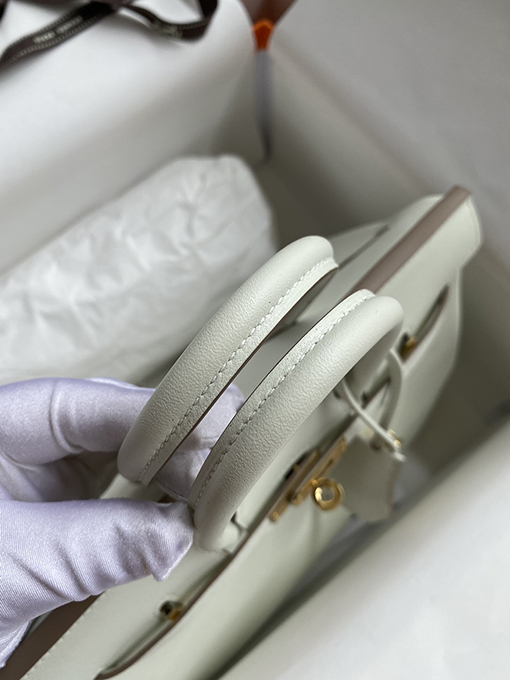 エルメス バーキン  25 コピー レアエルメスBirkin 25 cm手作りスイフトレザー氷河プラチナバックル手縫い高級ハンドバッグ