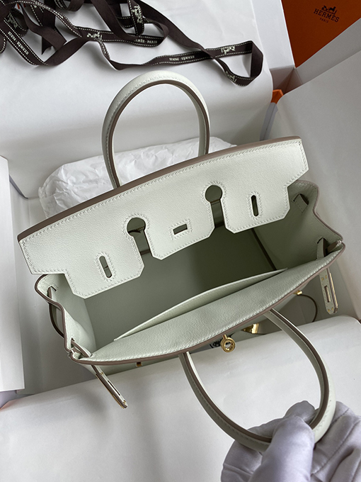 エルメス バーキン  25 コピー レアエルメスBirkin 25 cm手作りスイフトレザー氷河プラチナバックル手縫い高級ハンドバッグ