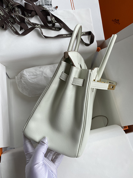 エルメス バーキン  25 コピー レアエルメスBirkin 25 cm手作りスイフトレザー氷河プラチナバックル手縫い高級ハンドバッグ