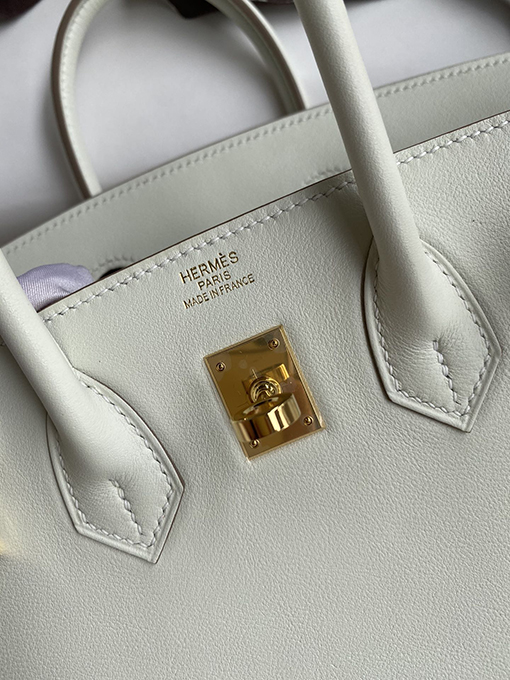 エルメス バーキン  25 コピー レアエルメスBirkin 25 cm手作りスイフトレザー氷河プラチナバックル手縫い高級ハンドバッグ