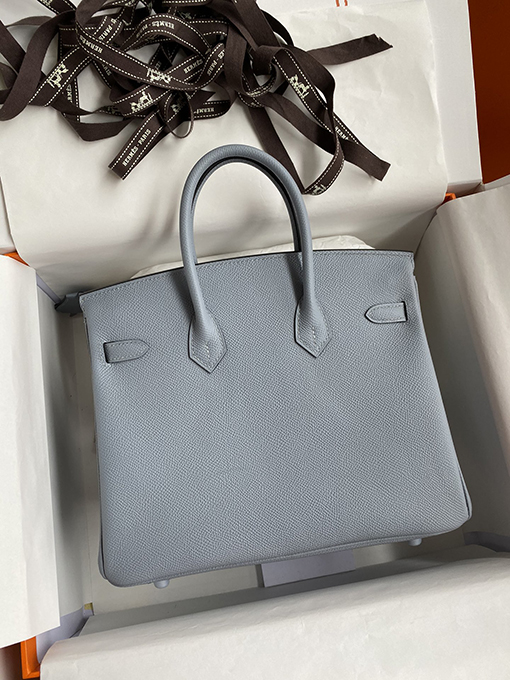 エルメス バーキン  25 コピー Birkin 25 cmリネンブルーエプソムレザーハンドバッグ シルバーバックルは魅力的です バッグ