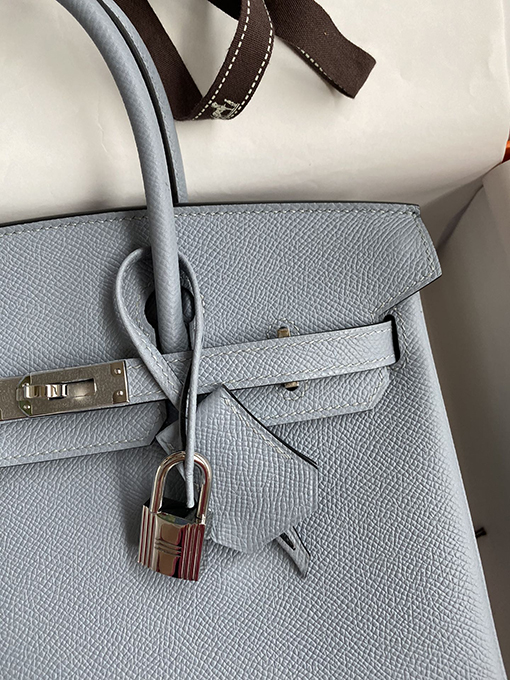 エルメス バーキン  25 コピー Birkin 25 cmリネンブルーエプソムレザーハンドバッグ シルバーバックルは魅力的です バッグ