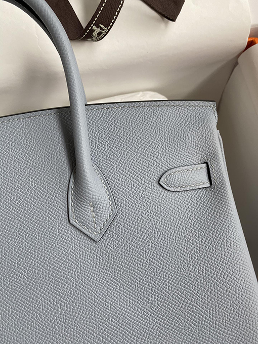 エルメス バーキン  25 コピー Birkin 25 cmリネンブルーエプソムレザーハンドバッグ シルバーバックルは魅力的です バッグ