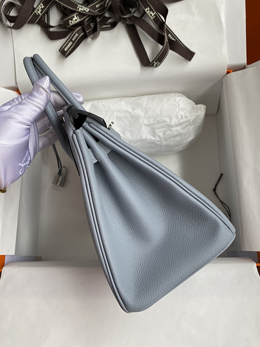 エルメス バーキン  25 コピー Birkin 25 cmリネンブルーエプソムレザーハンドバッグ シルバーバックルは魅力的です バッグ