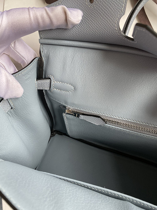 エルメス バーキン  25 コピー Birkin 25 cmリネンブルーエプソムレザーハンドバッグ シルバーバックルは魅力的です バッグ