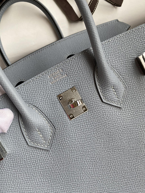 エルメス バーキン  25 コピー Birkin 25 cmリネンブルーエプソムレザーハンドバッグ シルバーバックルは魅力的です バッグ