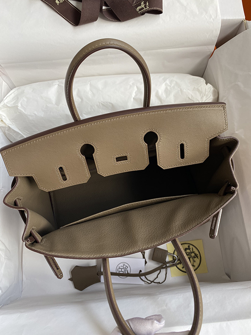 エルメス バーキン  25 コピー  25 cmインポートスイフト/スエードハンド  エレファントグレーシルバーバックル バッグ