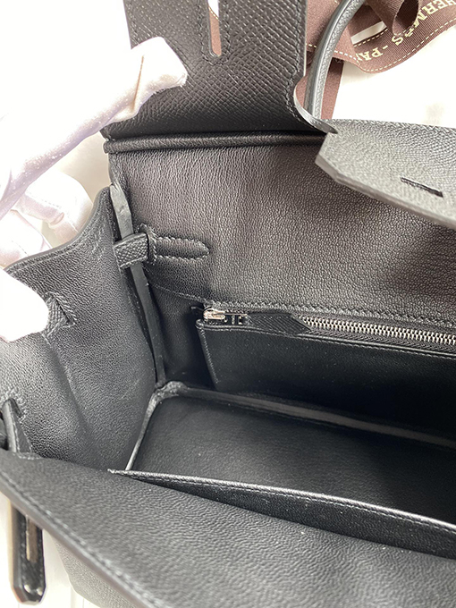 エルメス バーキン  25 スーパーコピー 輸入エプソムレザーブラックシルバーバックル  トートバッグ