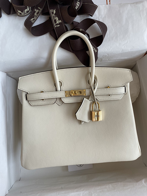 エルメス バーキン  25 スーパーコピー Birkin 25 cmインポートスイフトレザークリームプラチナバックルトートバッグ