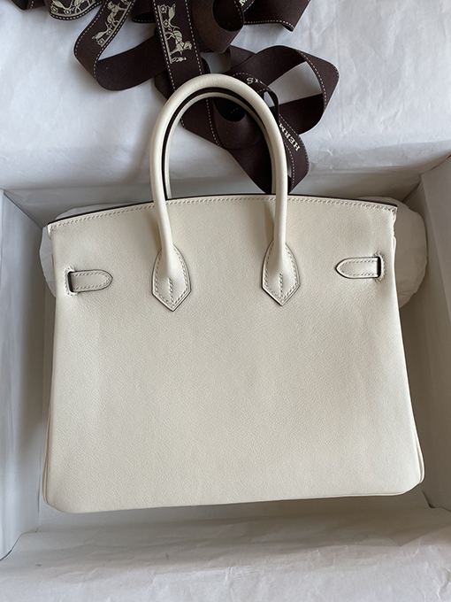 エルメス バーキン  25 スーパーコピー Birkin 25 cmインポートスイフトレザークリームプラチナバックルトートバッグ