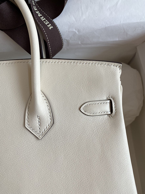 エルメス バーキン  25 スーパーコピー Birkin 25 cmインポートスイフトレザークリームプラチナバックルトートバッグ