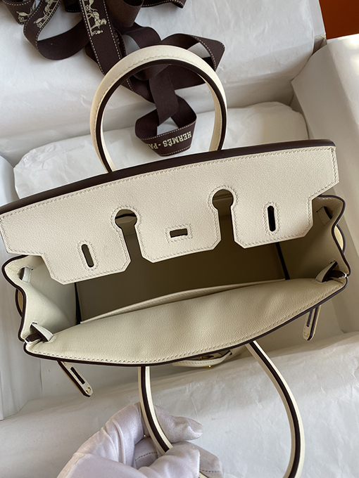 エルメス バーキン  25 スーパーコピー Birkin 25 cmインポートスイフトレザークリームプラチナバックルトートバッグ
