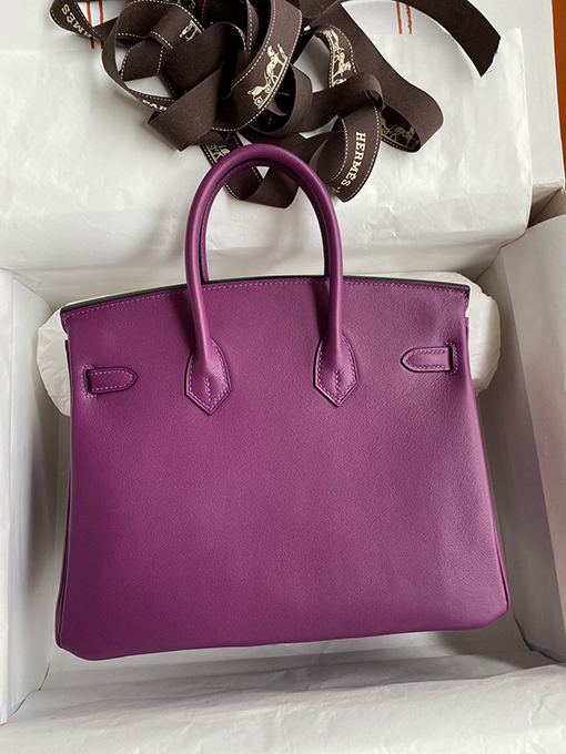 エルメス バーキン 25 コピー Birkin 25 cmインポートスイフトレザーアネモネパープルバックル バッグ