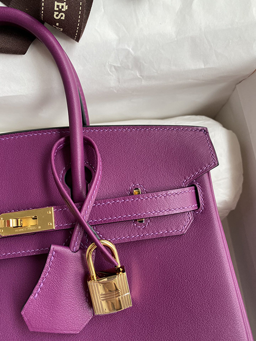 エルメス バーキン 25 コピー Birkin 25 cmインポートスイフトレザーアネモネパープルバックル バッグ