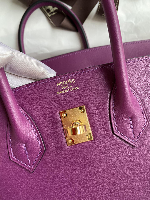 エルメス バーキン 25 コピー Birkin 25 cmインポートスイフトレザーアネモネパープルバックル バッグ