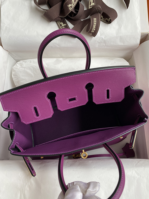 エルメス バーキン 25 コピー Birkin 25 cmインポートスイフトレザーアネモネパープルバックル バッグ