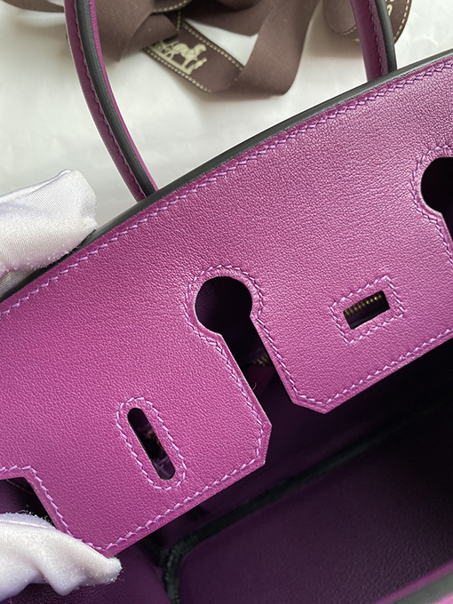 エルメス バーキン 25 コピー Birkin 25 cmインポートスイフトレザーアネモネパープルバックル バッグ