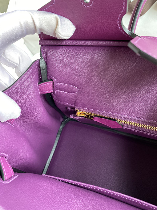 エルメス バーキン  25  コピー Birkin 25 cmインポートスイフトレザーアネモネパープルバックル バッグ
