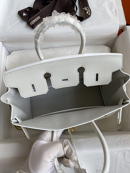 エルメス バーキン 25 コピー Birkin 25 cmエプソムレザー 純粋なスノーフレーク バッグ