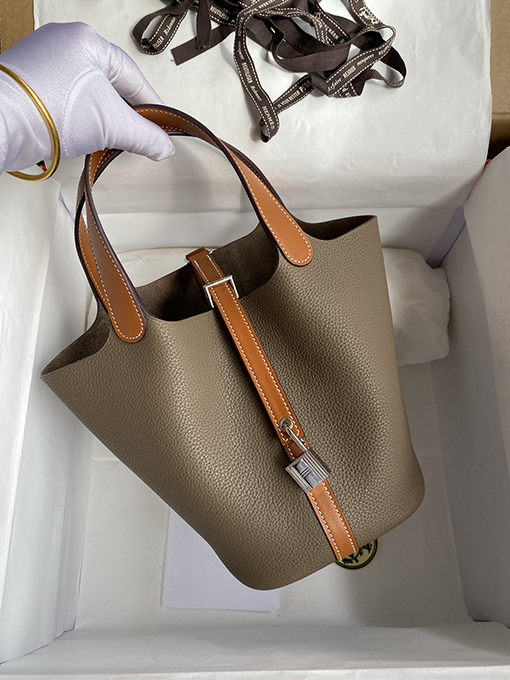 エルメス 野菜バスケットPicotin 18 cm TCとSwiftレザーハンドバッグ