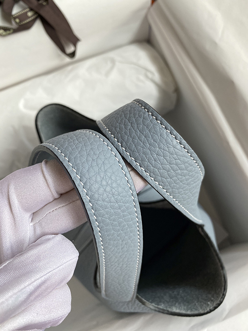 エルメス 輸入TCレザーリネンブルー18 cmハンドバッグ