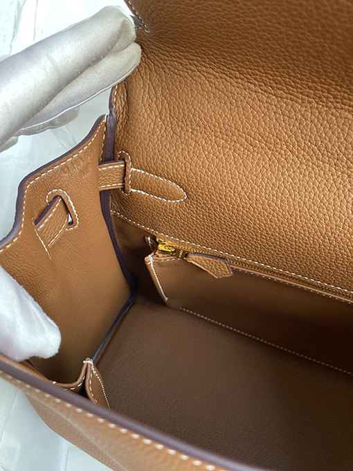 エルメス ケリー28 輸入トーゴレザーオレンジ ケリー28 cmハンドバッグ