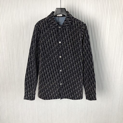 ディオール Oblique Kasuri 長袖 モノグラムシャツ 略显宽松