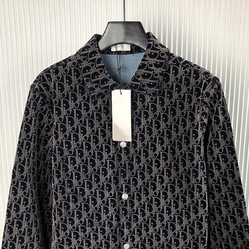 ディオール Oblique Kasuri 長袖 モノグラムシャツ 略显宽松