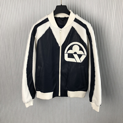ヴィトン ジャケット 革とフリースのパッチワークボンバージャケット