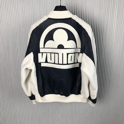 ヴィトン ジャケット 革とフリースのパッチワークボンバージャケット