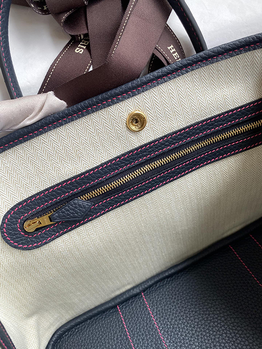 エルメスガーデン30 輸入TC皮真夜中の青とピンクの糸 バッグ