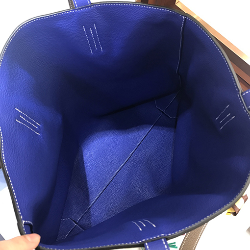 エルメス   エレクトロブルーエレファントグレー42 cm輸入トーゴ革手作りレジ袋