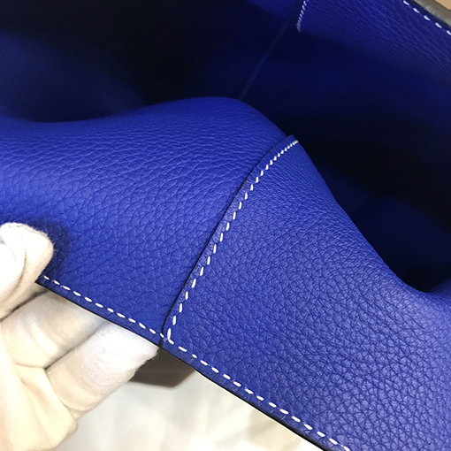 エルメス   エレクトロブルーエレファントグレー42 cm輸入トーゴ革手作りレジ袋