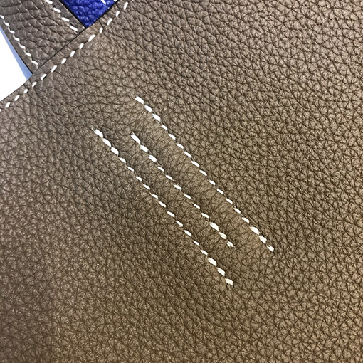エルメス   エレクトロブルーエレファントグレー42 cm輸入トーゴ革手作りレジ袋