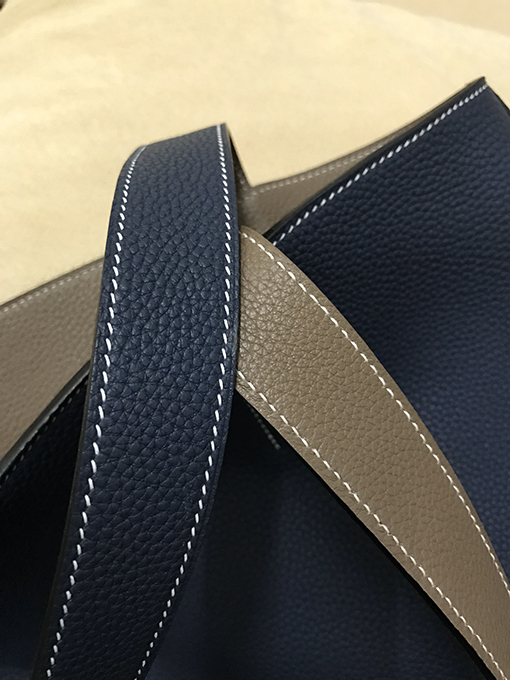 エルメス 42 cm輸入To go皮宝青ピン象灰全手縫いショッピングバッグ