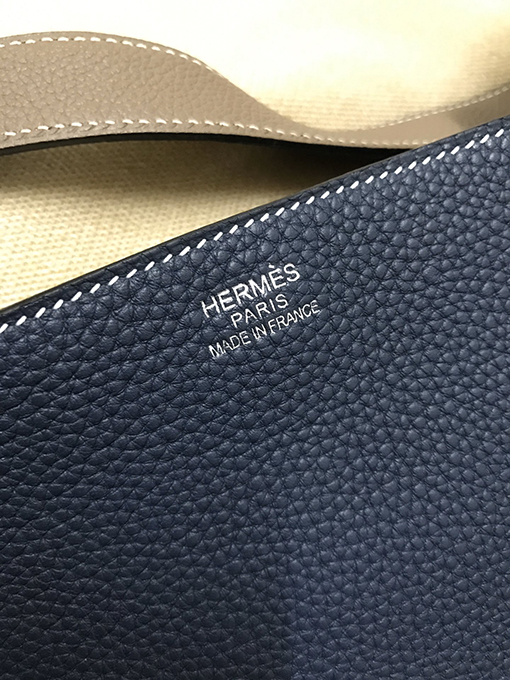 エルメス 42 cm輸入To go皮宝青ピン象灰全手縫いショッピングバッグ