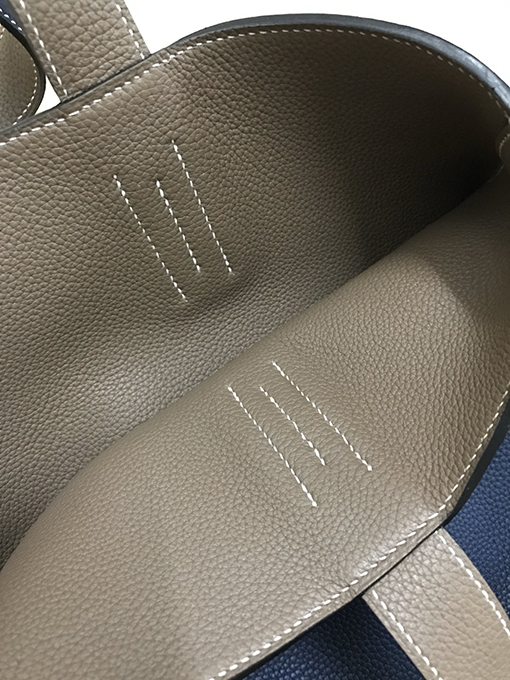 エルメス 42 cm輸入To go皮宝青ピン象灰全手縫いショッピングバッグ
