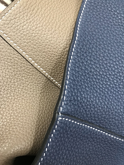 エルメス 42 cm輸入To go皮宝青ピン象灰全手縫いショッピングバッグ