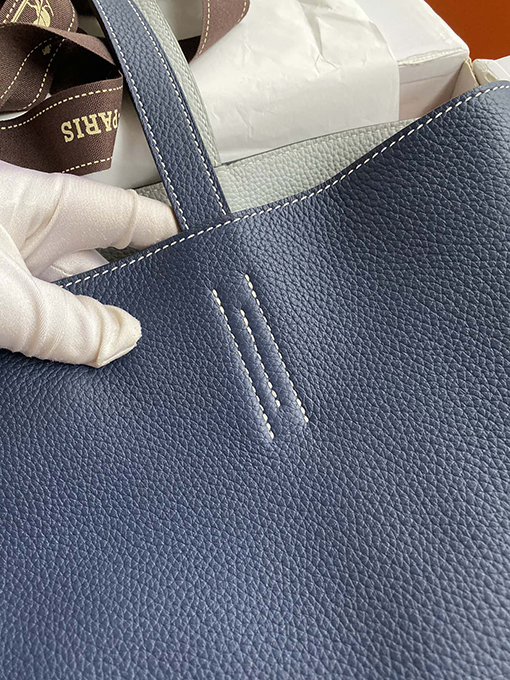 エルメス サファイアブルーと聖杯ブルー42 cmトーゴレザーショッピングバッグ