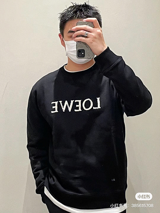 ロエベ 刺繍ロゴ ラウンドネック スウェットシャツ