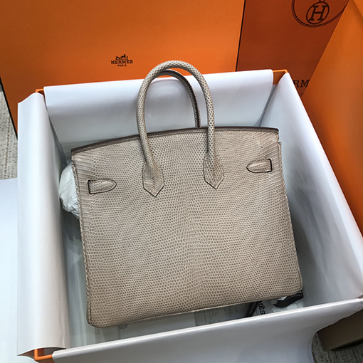 エルメス バーキン 25 シルバーバックル付きバーキン25 cm輸入トカゲ革バッグ