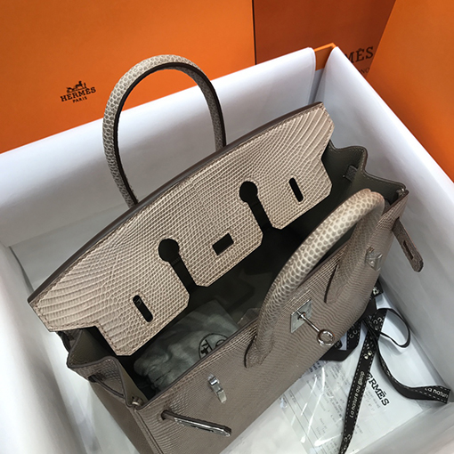 エルメス バーキン 25 シルバーバックル付きバーキン25 cm輸入トカゲ革バッグ