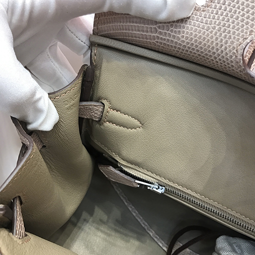 エルメス バーキン 25 シルバーバックル付きバーキン25 cm輸入トカゲ革バッグ