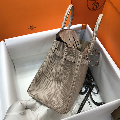エルメス バーキン 25 シルバーバックル付きバーキン25 cm輸入トカゲ革バッグ