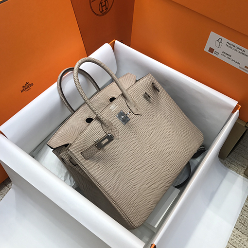エルメス バーキン 25 シルバーバックル付きバーキン25 cm輸入トカゲ革バッグ