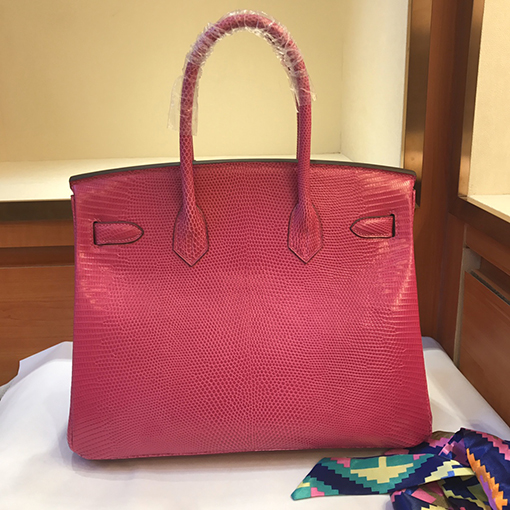 エルメス バーキン 30 ピンクシルバーバックルBirkin 30 cmトカゲ革トートバッグ