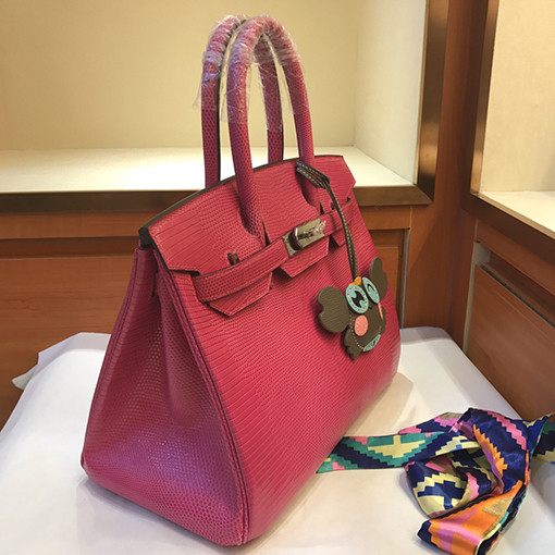 エルメス バーキン 30 ピンクシルバーバックルBirkin 30 cmトカゲ革トートバッグ