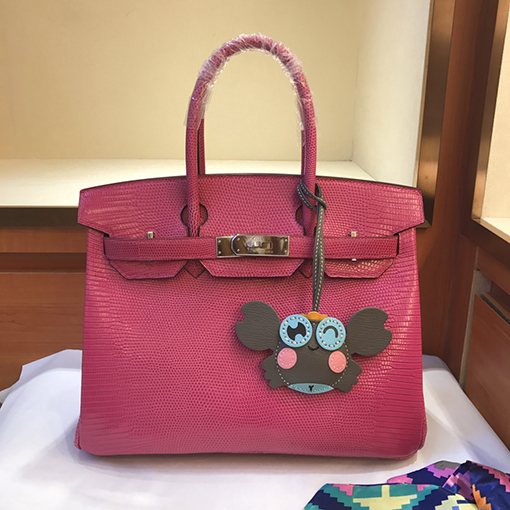 エルメス バーキン 30 ピンクシルバーバックルBirkin 30 cmトカゲ革トートバッグ
