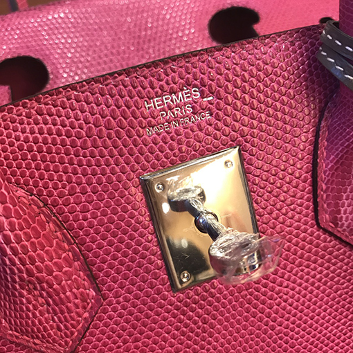 エルメス バーキン 30 ピンクシルバーバックルBirkin 30 cmトカゲ革トートバッグ